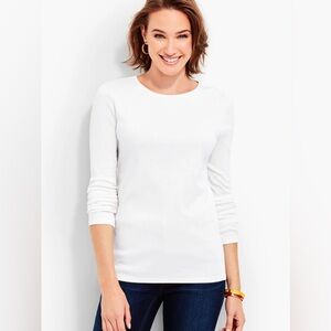 Talbots Plus Size X 100% Pima Cotton Long Sleeve White Crew Neck Shirt